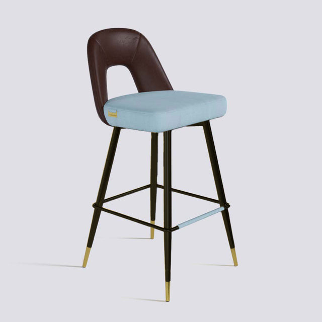 Bridge Bar Stool In Powder Coated + Gold Caps Metal Base | 604