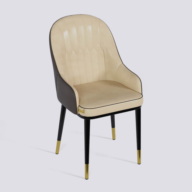 Dining Chair In Powder Coated + Gold Caps Metal Base | 405