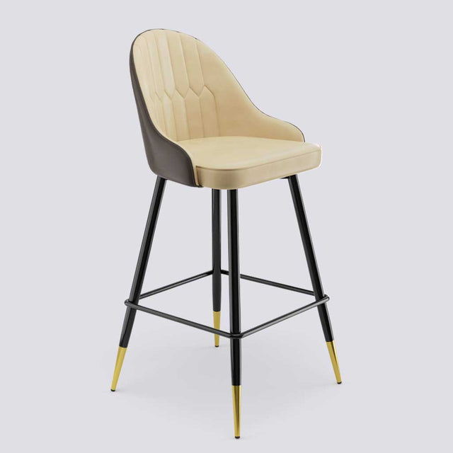 Valiant Bar Stool In Powder Coated + Gold Caps Metal Base | 627