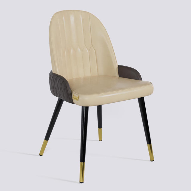 Birken Dining Chair In Powder Coated + Gold Caps Metal Base | 493