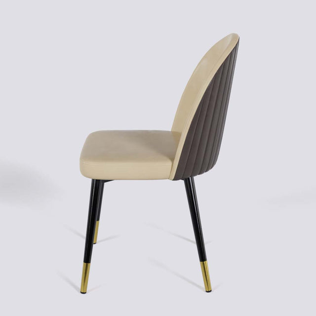 Regal Dining Chair In Powder Coated + Gold Caps Metal Base | 485