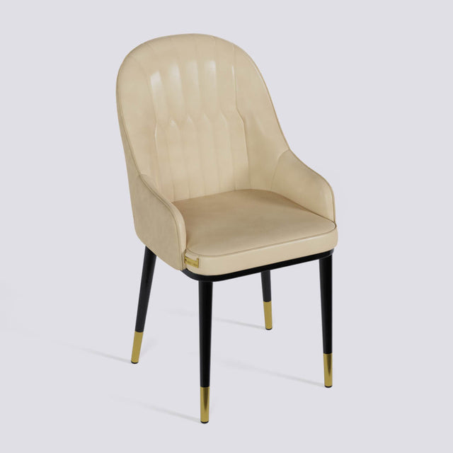 Dining Chair In Powder Coated + Gold Caps Metal Base | 405