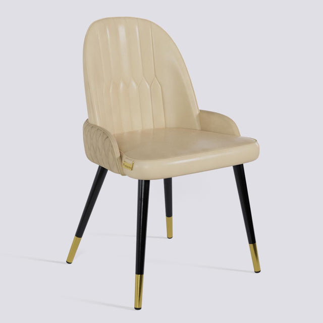 Birken Dining Chair In Powder Coated + Gold Caps Metal Base | 493