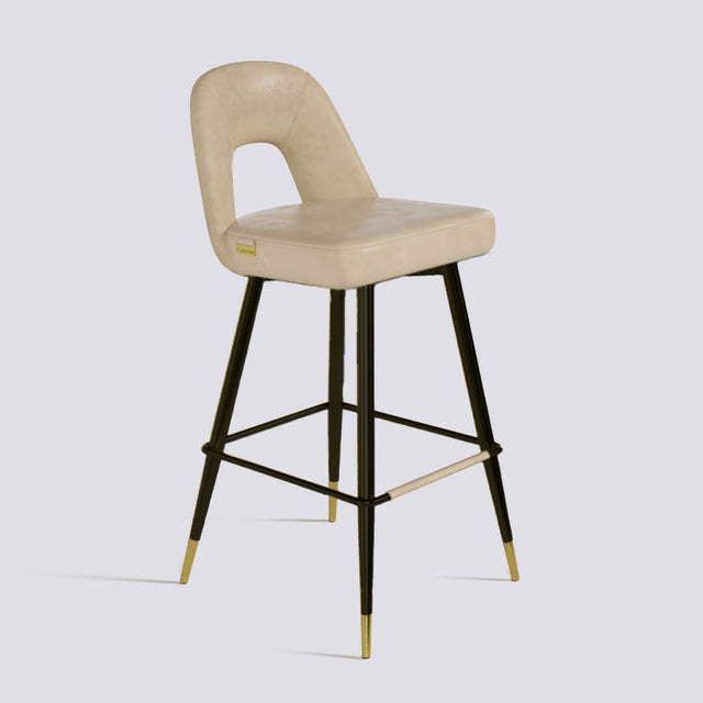 Bridge Bar Stool In Powder Coated + Gold Caps Metal Base | 604