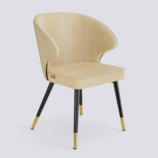 Rocky Dining Chair in Powder Coated + Gold Caps Metal Base | 494