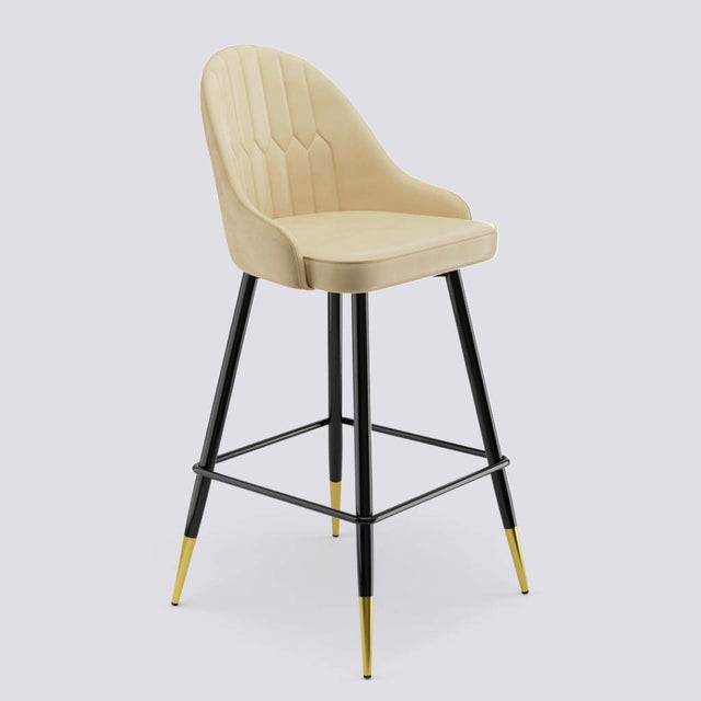 Valiant Bar Stool In Powder Coated + Gold Caps Metal Base | 627
