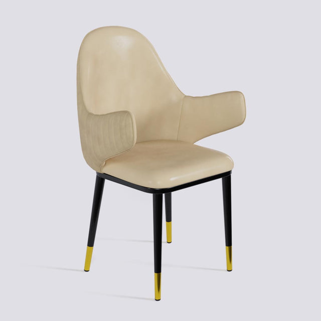 Hugzi Dining Chair In Powder Coated + Gold Caps Metal Base | 492