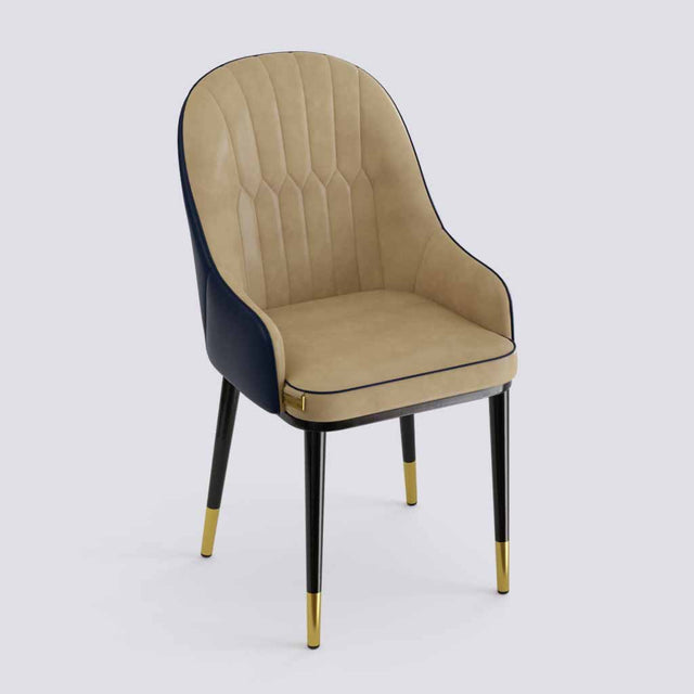 Dining Chair In Powder Coated + Gold Caps Metal Base | 405