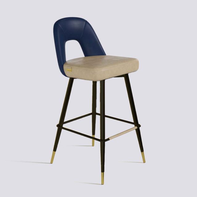 Bridge Bar Stool In Powder Coated + Gold Caps Metal Base | 604