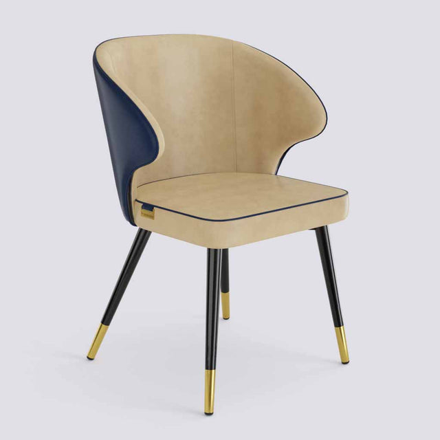 Rocky Dining Chair in Powder Coated + Gold Caps Metal Base | 494