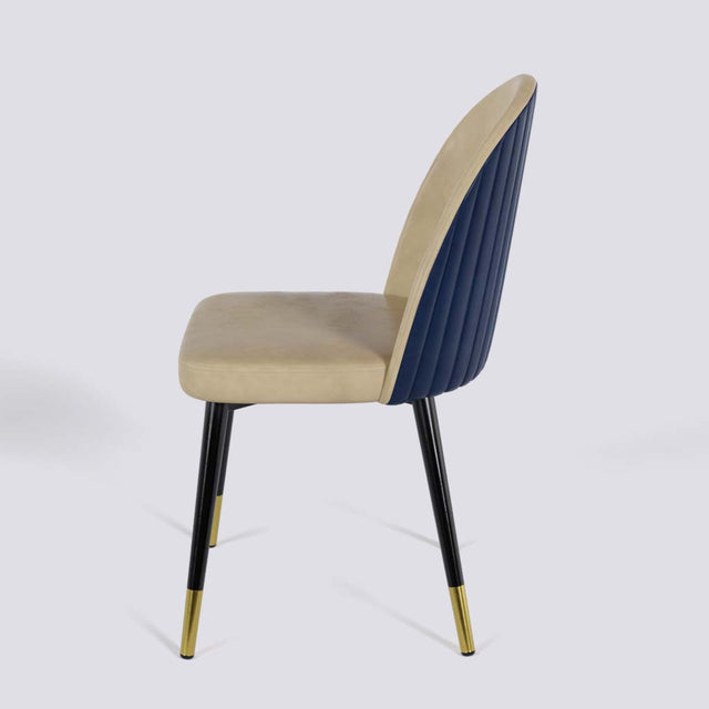 Regal Dining Chair In Powder Coated + Gold Caps Metal Base | 485