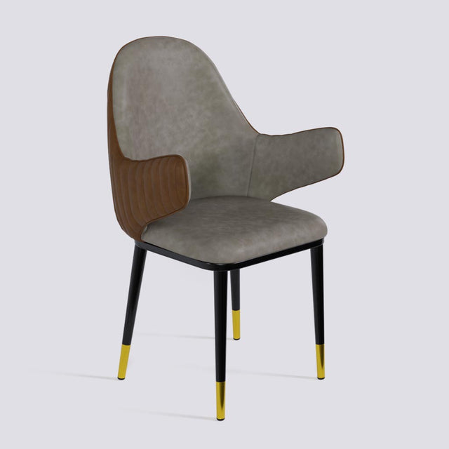 Hugzi Dining Chair In Powder Coated + Gold Caps Metal Base | 492