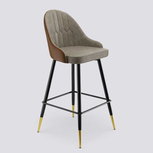 Valiant Bar Stool In Powder Coated + Gold Caps Metal Base | 627