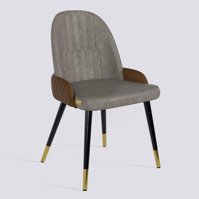 Birken Dining Chair In Powder Coated + Gold Caps Metal Base | 493