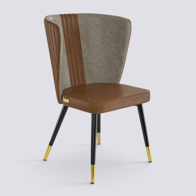 Wrap Dining Chair In Powder Coated + Gold Caps Metal Base | 490