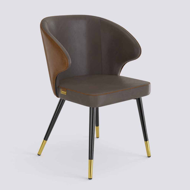 Rocky Dining Chair in Powder Coated + Gold Caps Metal Base | 494