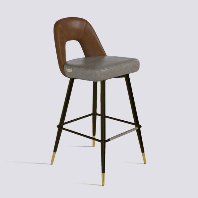Bridge Bar Stool In Powder Coated + Gold Caps Metal Base | 604