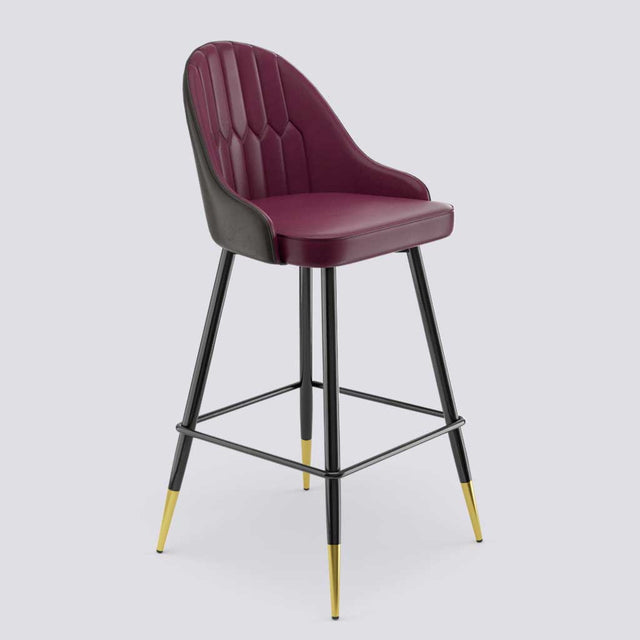 Valiant Bar Stool In Powder Coated + Gold Caps Metal Base | 627