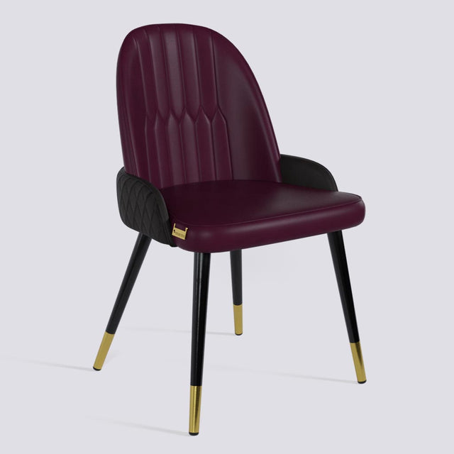 Birken Dining Chair In Powder Coated + Gold Caps Metal Base | 493