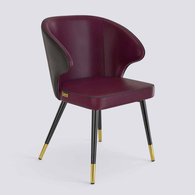 Rocky Dining Chair in Powder Coated + Gold Caps Metal Base | 494