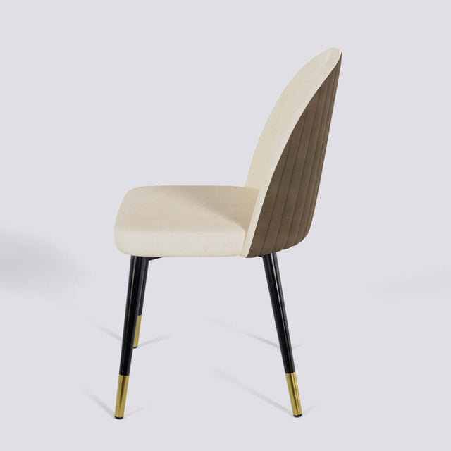 Regal Dining Chair In Powder Coated + Gold Caps Metal Base | 485