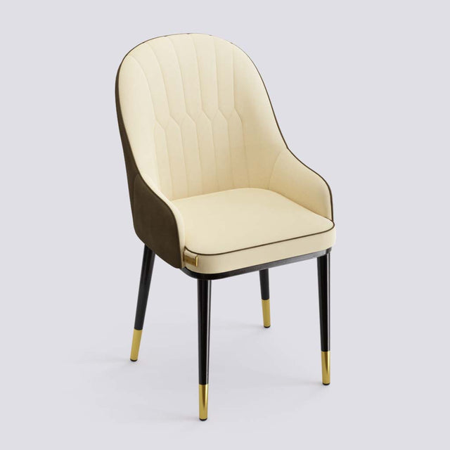 Dining Chair In Powder Coated + Gold Caps Metal Base | 405