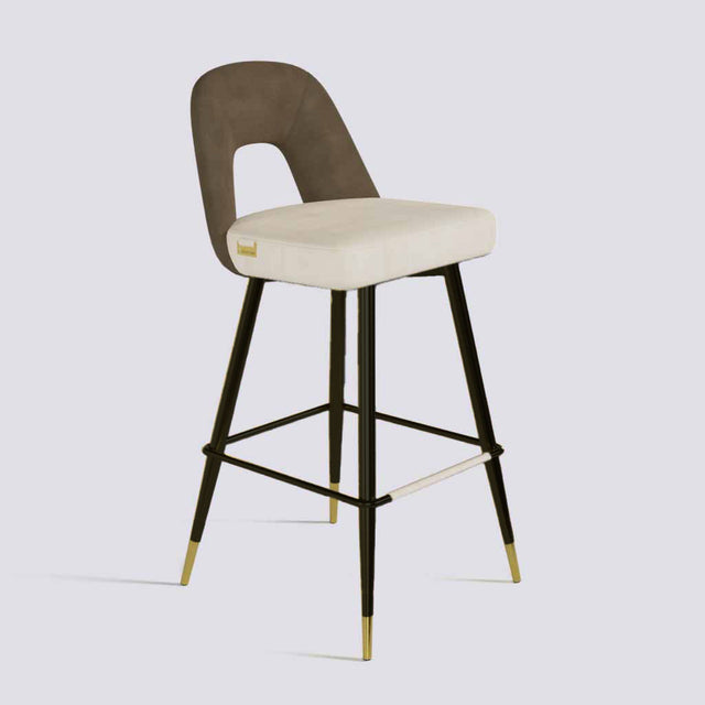 Bridge Bar Stool In Powder Coated + Gold Caps Metal Base | 604
