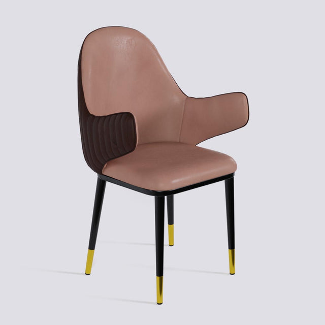 Hugzi Dining Chair In Powder Coated + Gold Caps Metal Base | 492