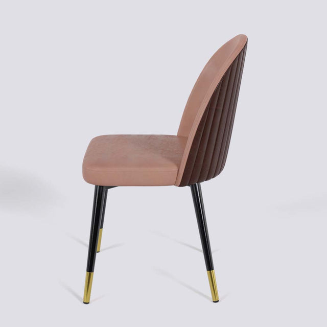 Regal Dining Chair In Powder Coated + Gold Caps Metal Base | 485