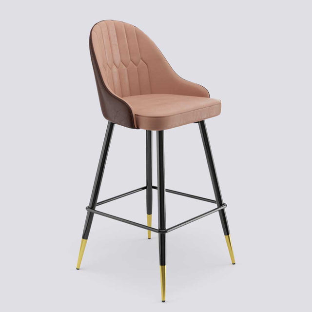 Valiant Bar Stool In Powder Coated + Gold Caps Metal Base | 627