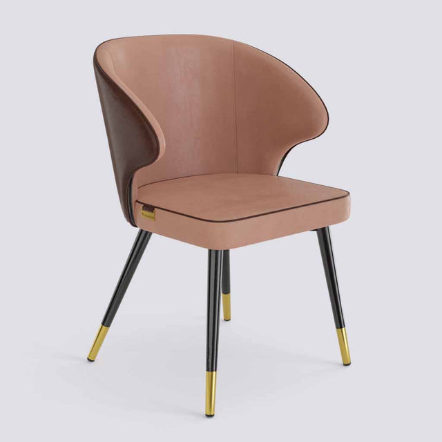 Rocky Dining Chair in Powder Coated + Gold Caps Metal Base | 494