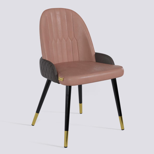 Birken Dining Chair In Powder Coated + Gold Caps Metal Base | 493