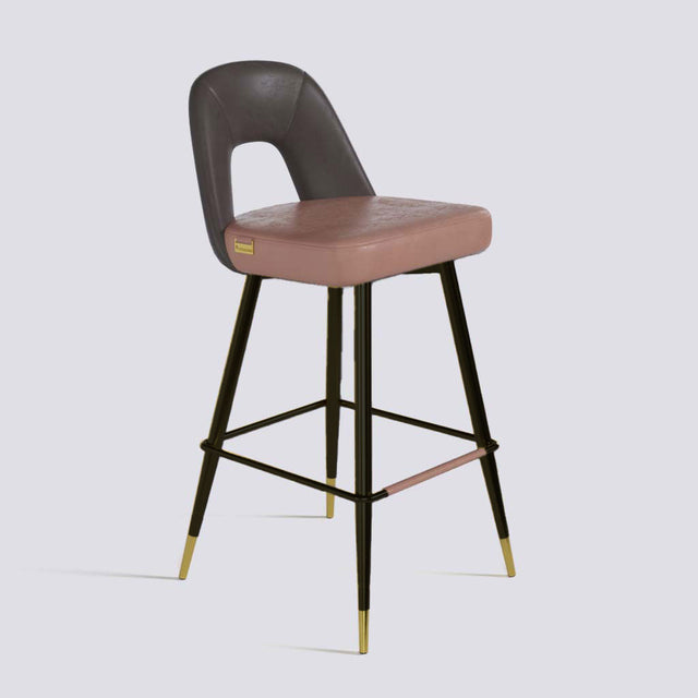 Bridge Bar Stool In Powder Coated + Gold Caps Metal Base | 604