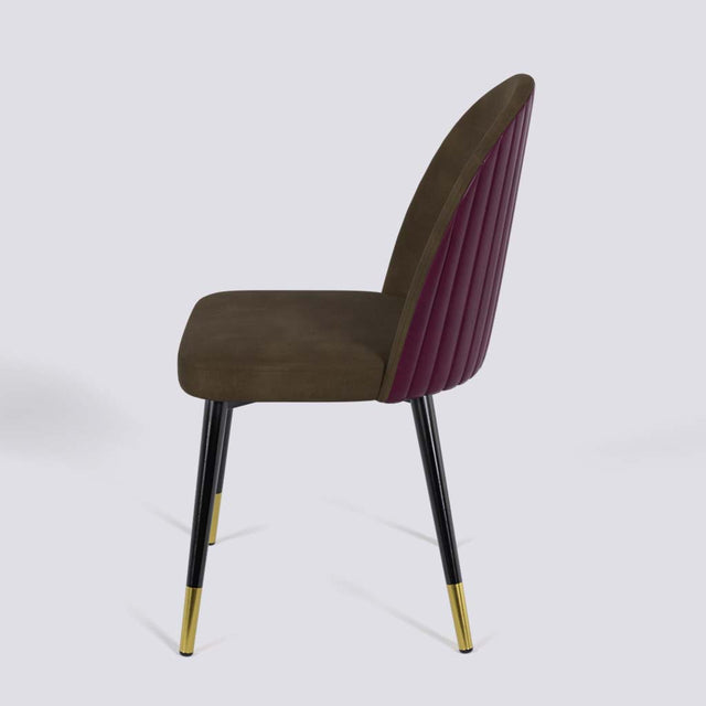 Regal Dining Chair In Powder Coated + Gold Caps Metal Base | 485