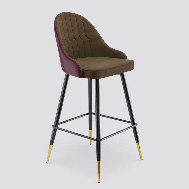 Valiant Bar Stool In Powder Coated + Gold Caps Metal Base | 627