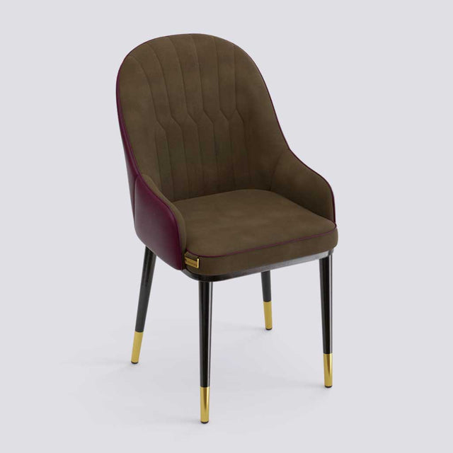 Dining Chair In Powder Coated + Gold Caps Metal Base | 405