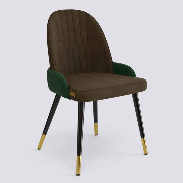 Birken Dining Chair In Powder Coated + Gold Caps Metal Base | 493