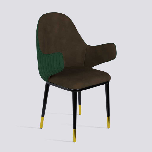 Hugzi Dining Chair In Powder Coated + Gold Caps Metal Base | 492