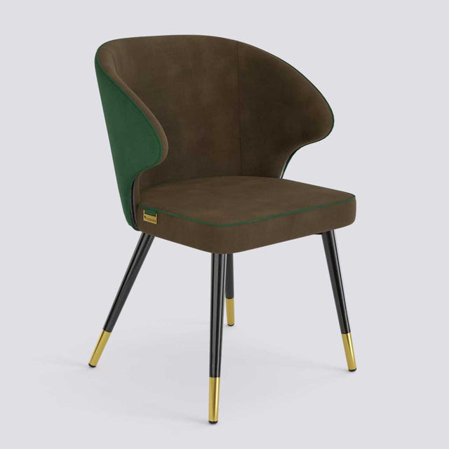 Rocky Dining Chair in Powder Coated + Gold Caps Metal Base | 494