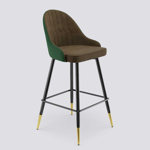 Valiant Bar Stool In Powder Coated + Gold Caps Metal Base | 627