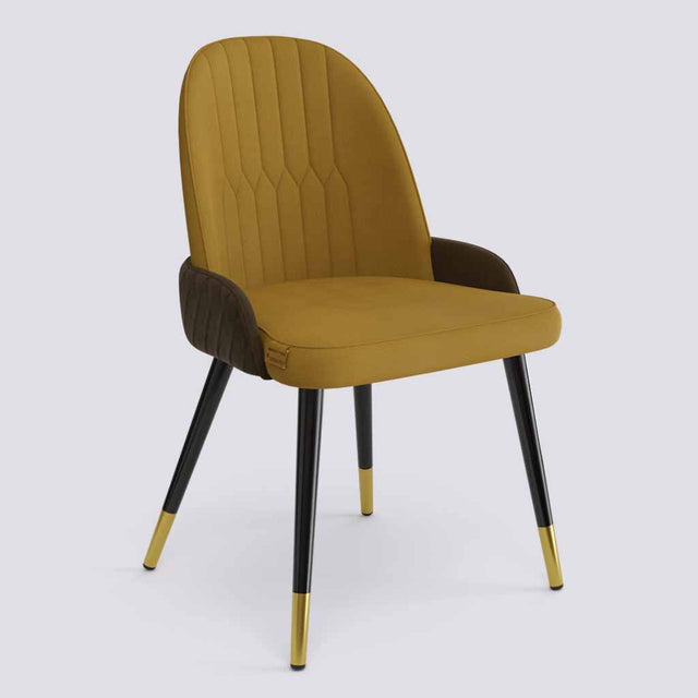 Birken Dining Chair In Powder Coated + Gold Caps Metal Base | 493