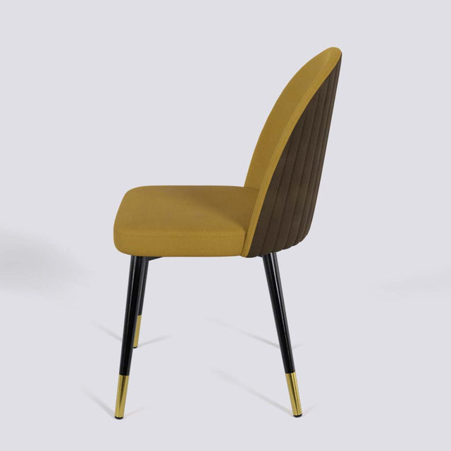 Regal Dining Chair In Powder Coated + Gold Caps Metal Base | 485