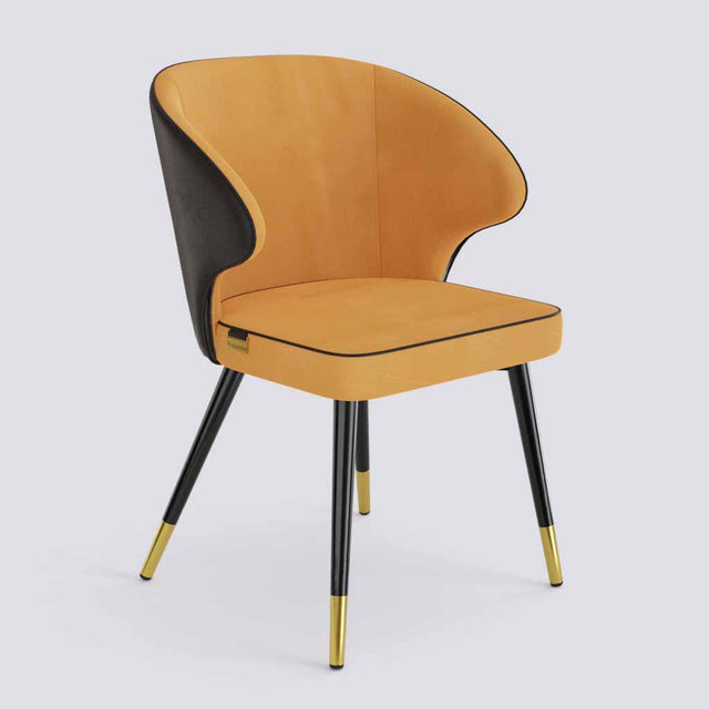 Rocky Dining Chair in Powder Coated + Gold Caps Metal Base | 494