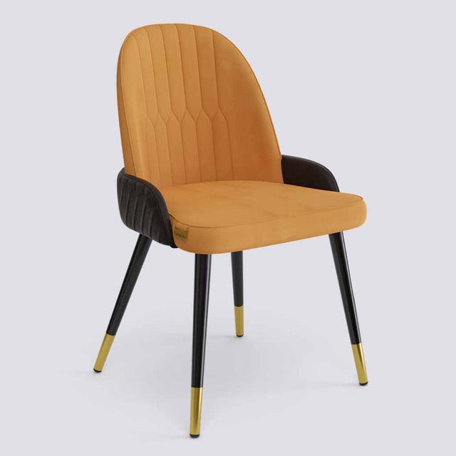 Birken Dining Chair In Powder Coated + Gold Caps Metal Base | 493