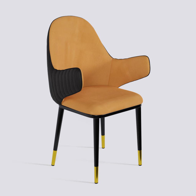 Hugzi Dining Chair In Powder Coated + Gold Caps Metal Base | 492