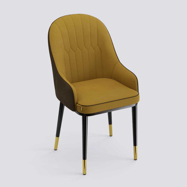 Dining Chair In Powder Coated + Gold Caps Metal Base | 405