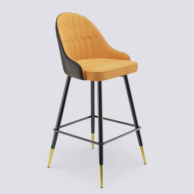 Valiant Bar Stool In Powder Coated + Gold Caps Metal Base | 627