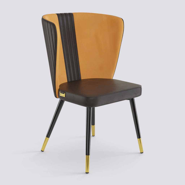 Wrap Dining Chair In Powder Coated + Gold Caps Metal Base | 490