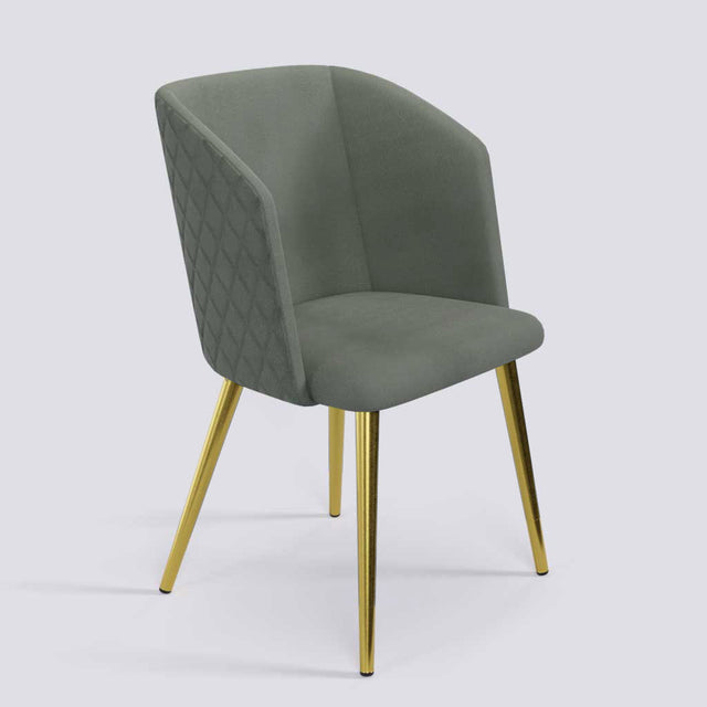 Modish Dining Chair In Gold Electroplated Metal Base | 491
