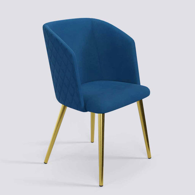 Modish Dining Chair In Gold Electroplated Metal Base | 491